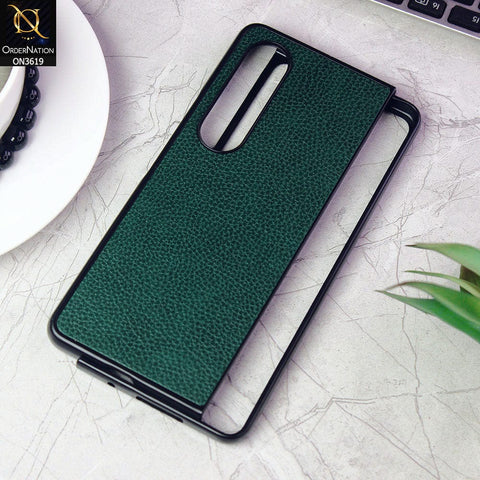 Samsung Galaxy Z Fold 4 5G Cover - Green - Luxury PU Leather Texture Hard Case