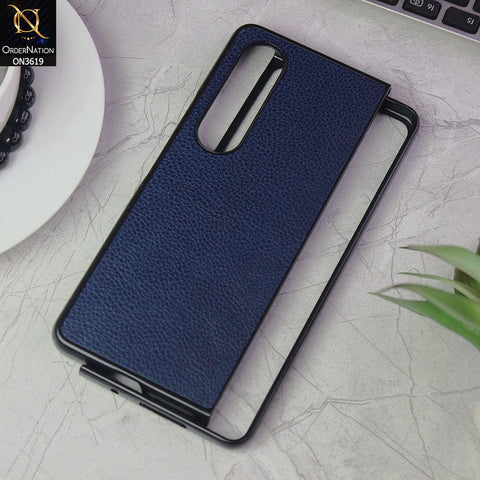 Samsung Galaxy Z Fold 4 5G Cover - Blue - Luxury PU Leather Texture Hard Case