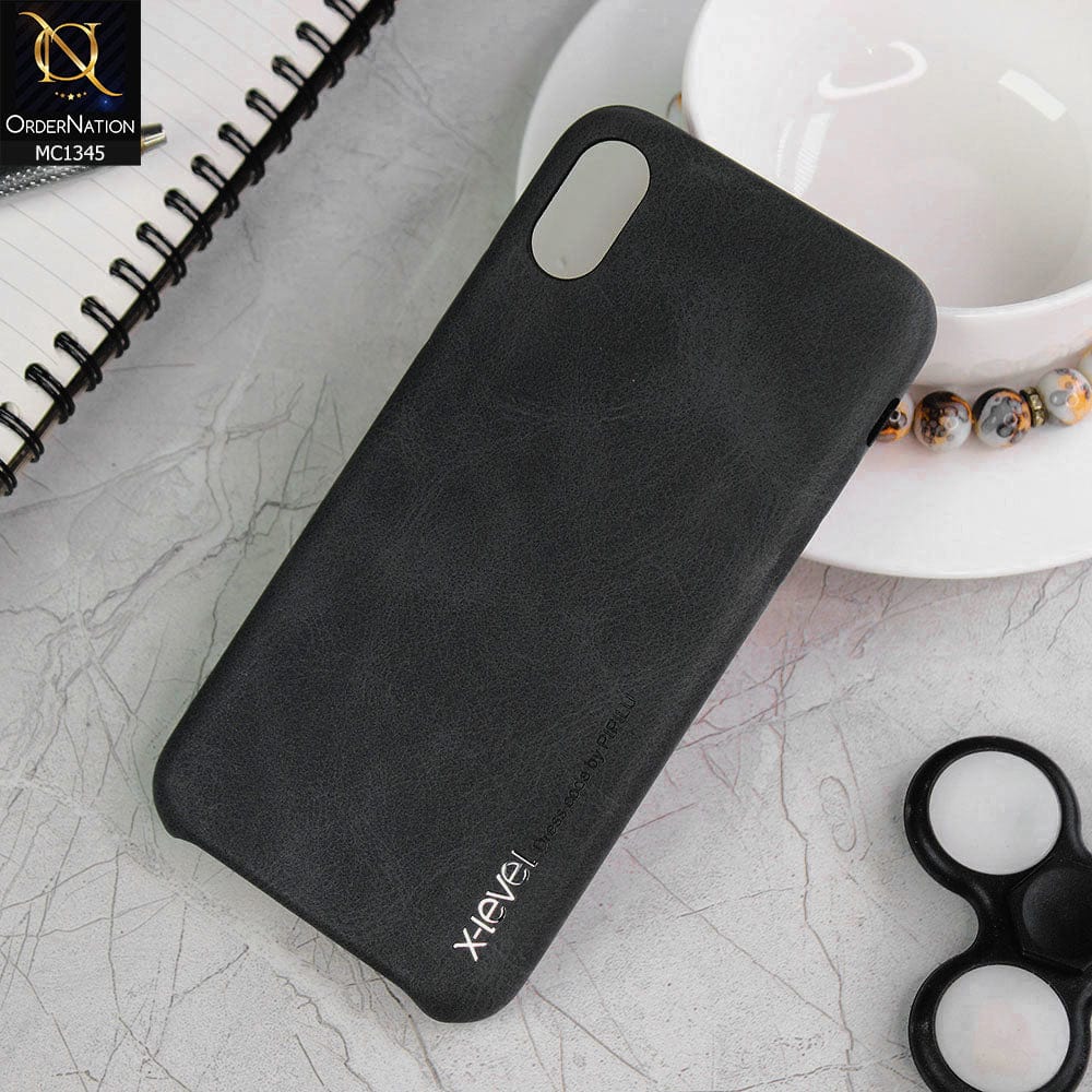 iPhone XS / X Cover - Grey - X-Level Vintage Series Soft PU Leather Case