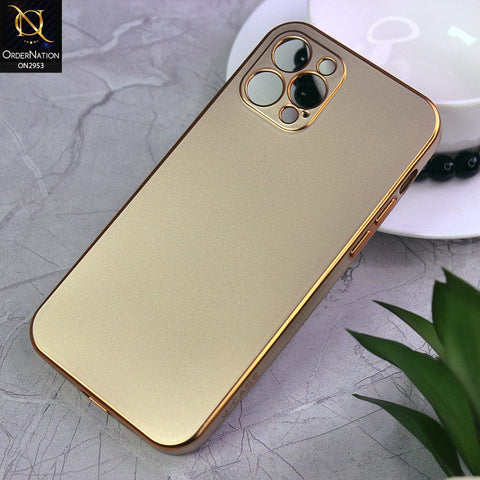iPhone 12 Pro Cover - Golden - Soft Gold Plated Color Borders Camera Protection Back Case