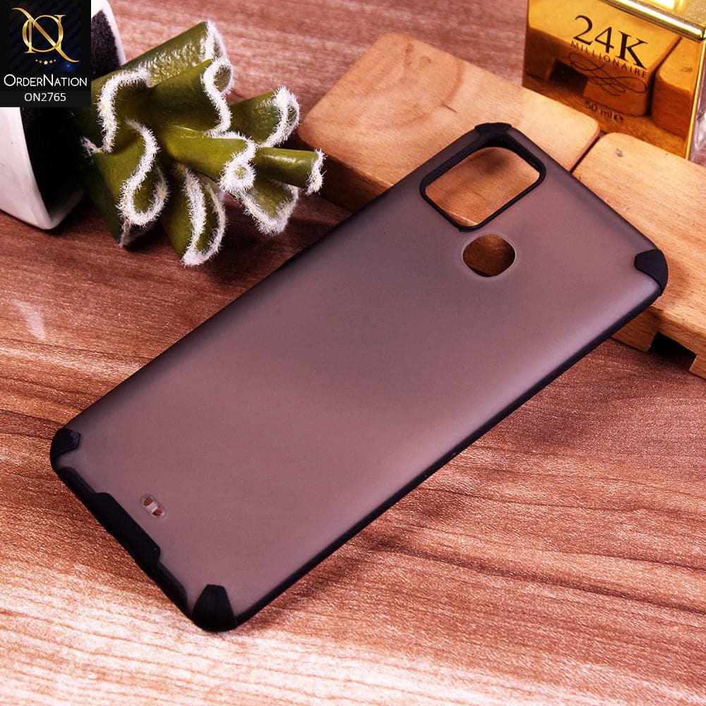 Infinix Hot 10 Lite Cover - Black - New Semi Transparent Matte Anti-Drop Camera Protection Case