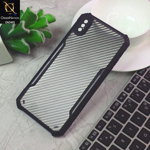 iPhone XS Max Cover - Black - Hybrid Carbon Fiber With Camera Protection Soft Case