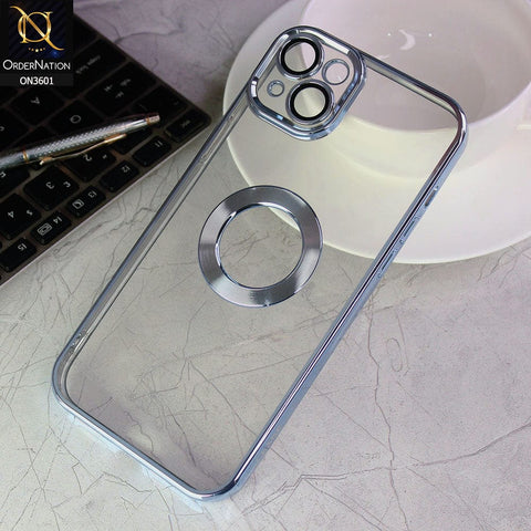 iPhone 14 Cover - Sierra Blue -  J - Case Nimble Series Electroplating Edge Camera Protection Soft Case with Metalic Ring