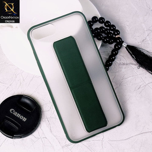 iPhone 8 Plus / 7 Plus Cover - Green - Elegant Matte Semi Transparent Case With Luxurious Leather Kickstand