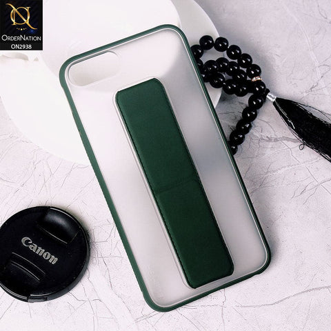 iPhone 8 Plus / 7 Plus Cover - Green - Elegant Matte Semi Transparent Case With Luxurious Leather Kickstand