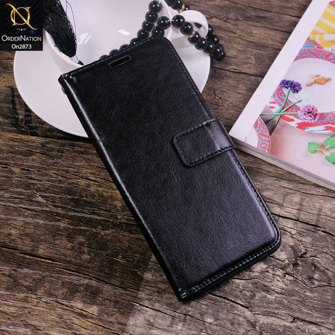 Oppo A31 - Black - Shockproof Leather Magnetic Kickstand Wallet Flipbook With Card Holder Slots Case