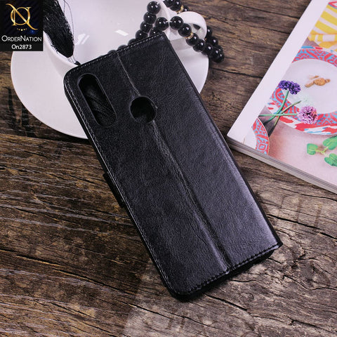 Oppo A31 - Black - Shockproof Leather Magnetic Kickstand Wallet Flipbook With Card Holder Slots Case