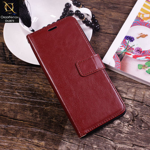 Oppo A8 - Brown - Shockproof Leather Magnetic Kickstand Wallet Flipbook With Card Holder Slots Case