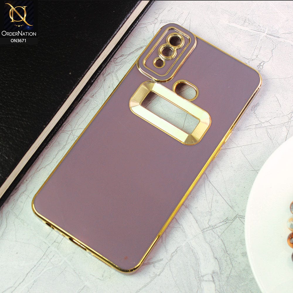 Samsung Galaxy A10s Cover - Mauve - All New Electroplating Borders With Logo Hole Protective Soft Silicon Case