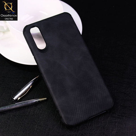 Vivo S1 Cover - Black - Stylish PU Leather Diagonal Lines Soft Case