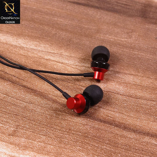Red - Remax Rm-512 Wired In-Ear Handfree With Mic 3.5mm Audio Stereo