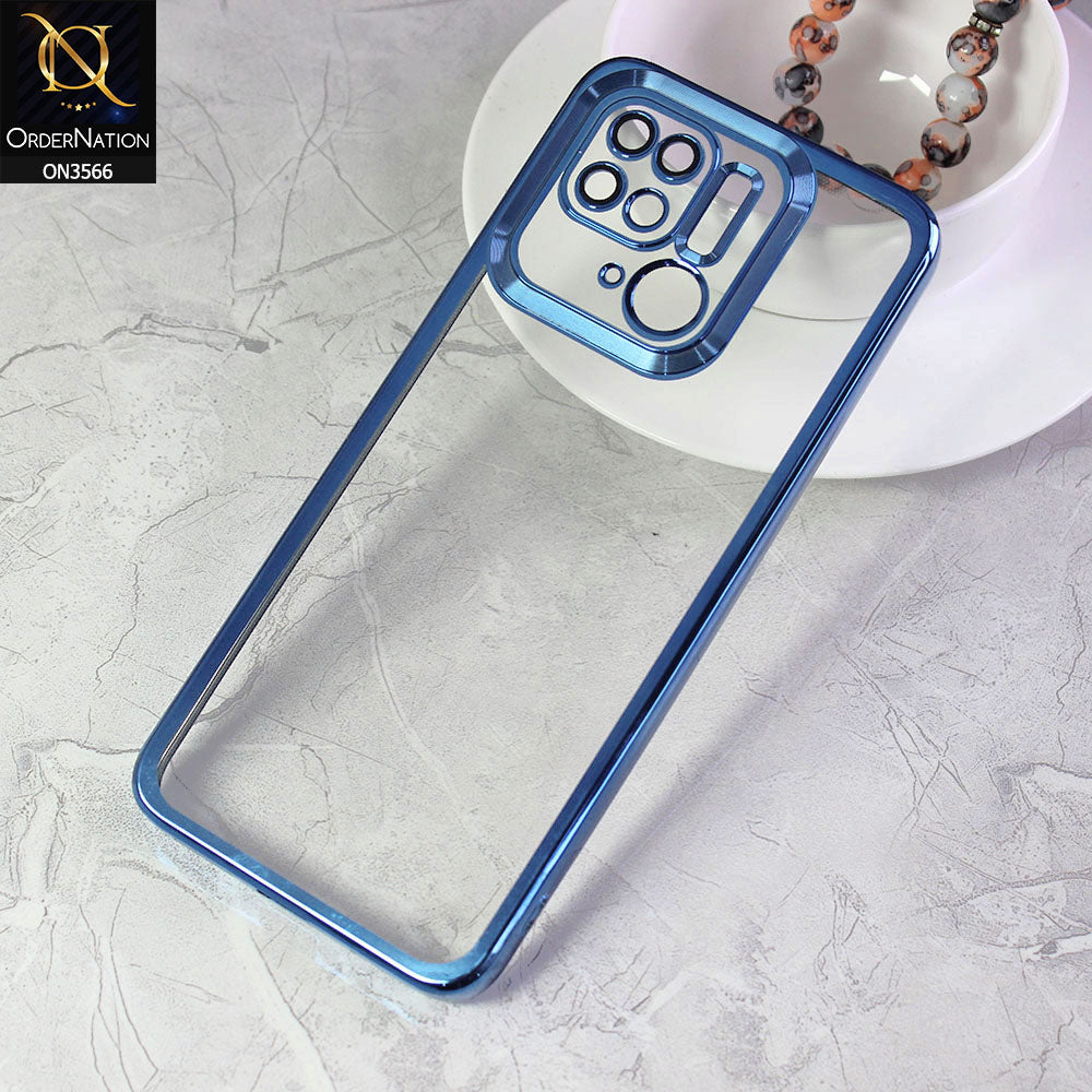 Xiaomi Redmi 10C Cover - Blue - Electroplating Borders Logo Hole Camera Lens Protection Soft Silicone Case