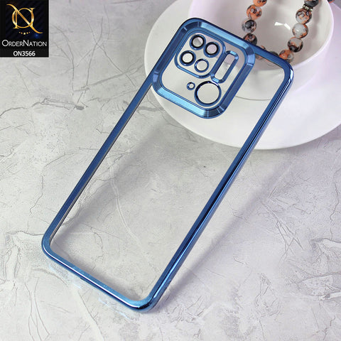 Xiaomi Redmi 10C Cover - Blue - Electroplating Borders Logo Hole Camera Lens Protection Soft Silicone Case