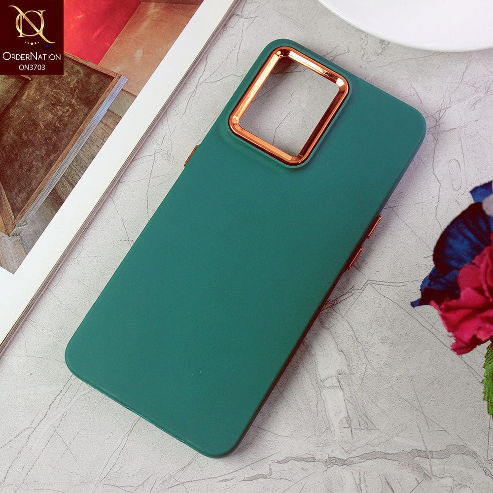 Oppo Reno 7 4G Cover - Dark Green - Electroplated Camera Border Soft Silicon Case