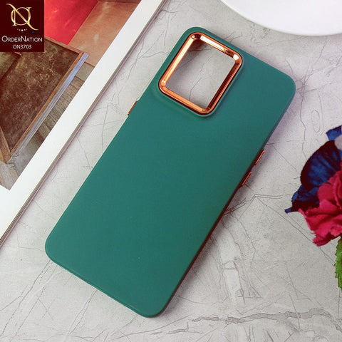 Oppo Reno 7 4G Cover - Dark Green - Electroplated Camera Border Soft Silicon Case