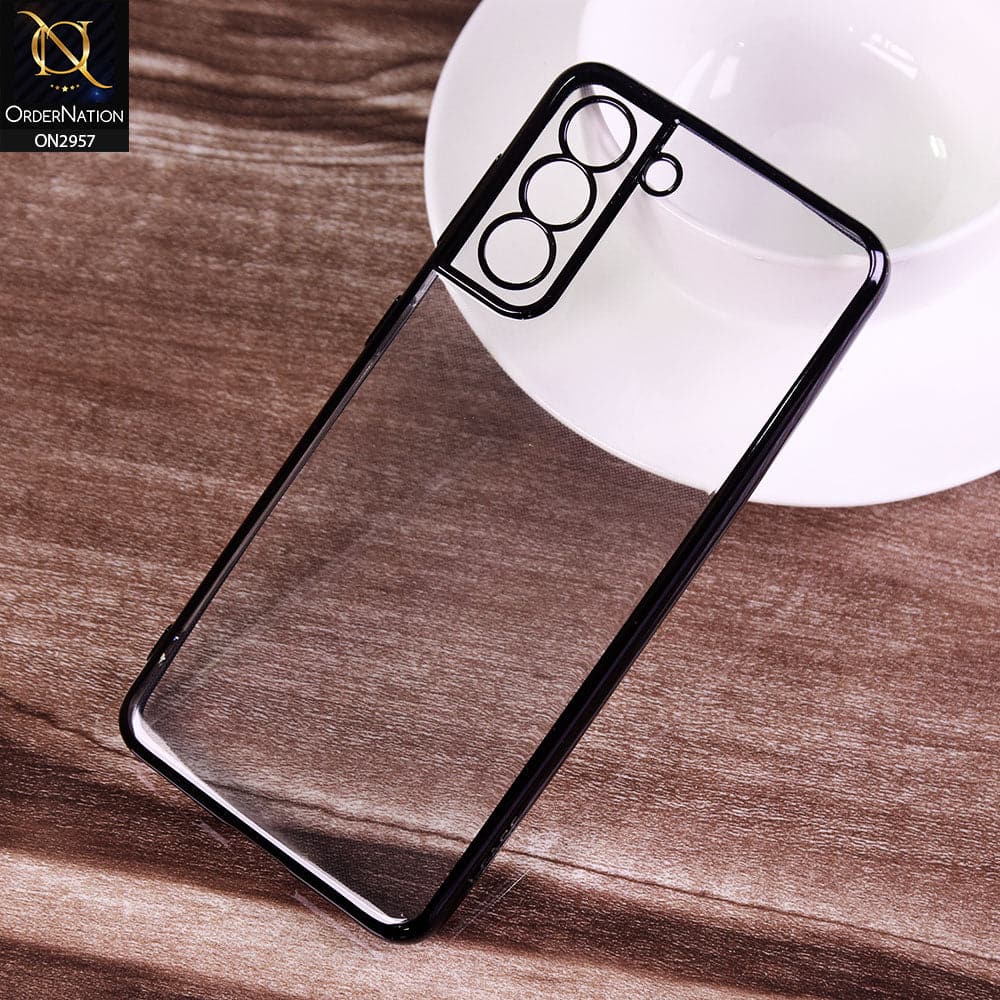 Samsung Galaxy S21 Plus Cover - Black - J-Case Soft Color Borders Camera Protection Clear Back Case