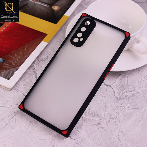 Realme 7 Cover - Black - Square Style Semi Tranparent Color Soft Frame Matte Hard Case