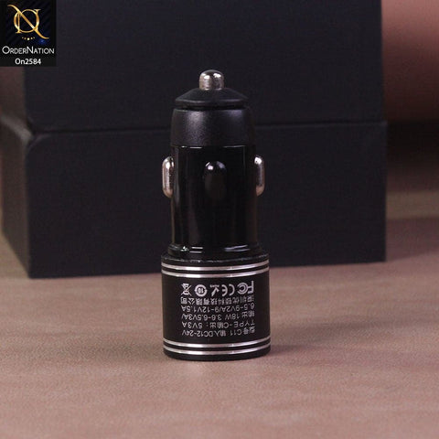Black - Uffens C11 Qualcomm Quick Car Charger 3.0 Usb & Type C