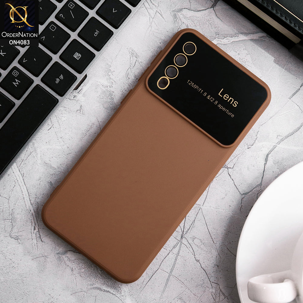 Samsung Galaxy A50s - Brown - Glass Lense Ultra Camera Protection Soft Silicon Case