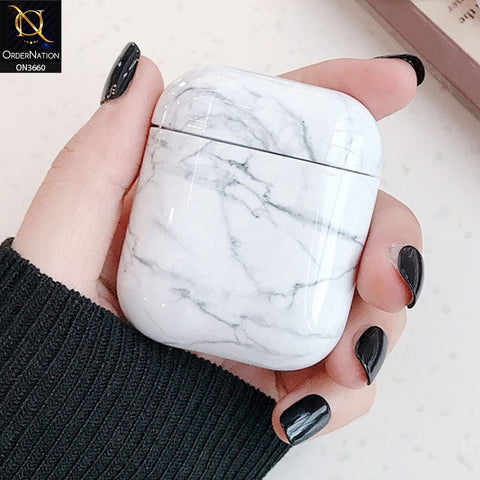 Apple Airpods 1 / 2 Cover - White - Trending Mable Series Hard Airpods Case