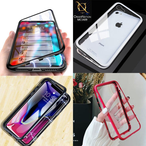 Luxury HQ Magnetic Back Glass Case for Iphone 6 - No Glass On Screen Side - Silver