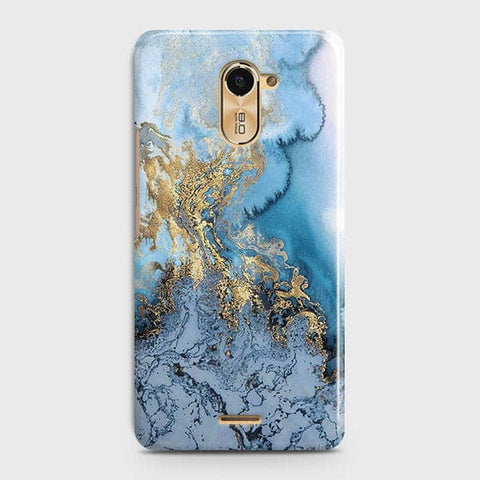 Infinix Hot 4 / Hot 4 Pro - Trendy Golden & Blue Ocean Marble Printed Hard Case with Life Time Colors Guarantee