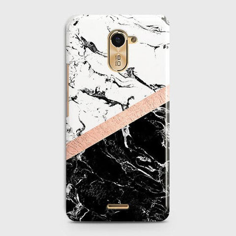 Infinix Hot 4 / Hot 4 Pro Cover - Black & White Marble With Chic RoseGold Strip Case with Life Time Colors Guarantee b51
