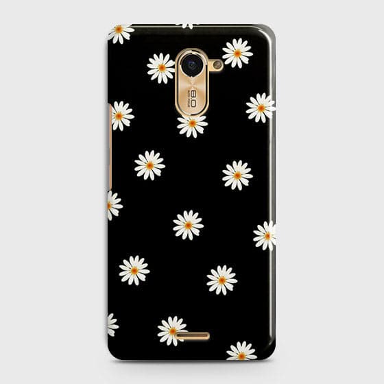 Infinix Hot 4 / Hot 4 Pro Cover - Matte Finish - White Bloom Flowers with Black Background Printed Hard Case with Life Time Colors Guarantee