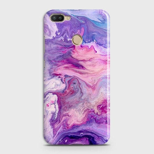 Infinix Hot 6 Pro Cover - Chic Blue Liquid Marble Printed Hard Case with Life Time Colors Guarantee