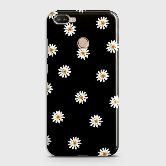 Infinix Hot 6 Pro Cover - Matte Finish - White Bloom Flowers with Black Background Printed Hard Case with Life Time Colors Guarantee