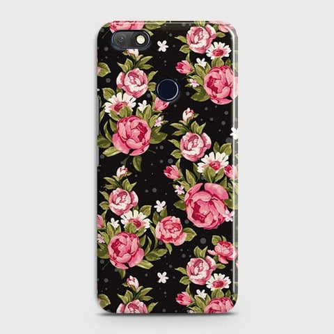 Infinix Note 5 Cover - Trendy Pink Rose Vintage Flowers Printed Hard Case with Life Time Colors Guarantee