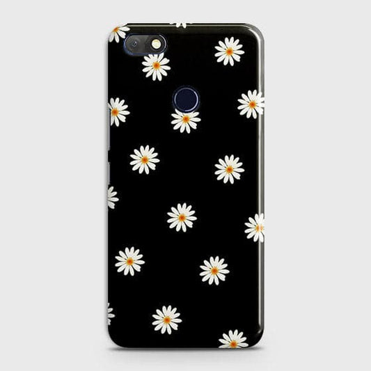 Infinix Note 5 Cover - Matte Finish - White Bloom Flowers with Black Background Printed Hard Case with Life Time Colors Guarantee