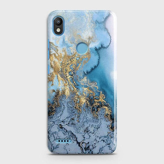 Infinix Smart 2 / X5515 - Trendy Golden & Blue Ocean Marble Printed Hard Case with Life Time Colors Guarantee (Fast Delivery)