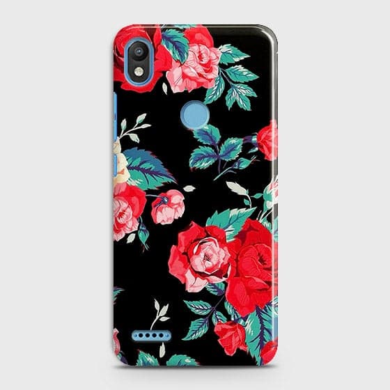 Infinix Smart 2 / X5515 Cover - Luxury Vintage Red Flowers Printed Hard Case with Life Time Colors Guarantee