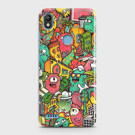 Infinix Smart 2 / X5515 Cover - Matte Finish - Candy Colors Trendy Sticker Collage Printed Hard Case with Life Time Colors Guarantee
