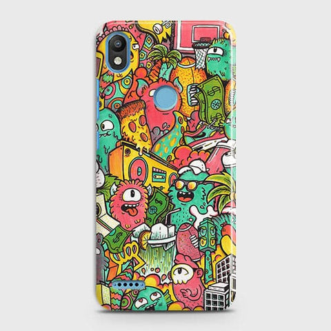 Infinix Smart 2 / X5515 Cover - Matte Finish - Candy Colors Trendy Sticker Collage Printed Hard Case with Life Time Colors Guarantee