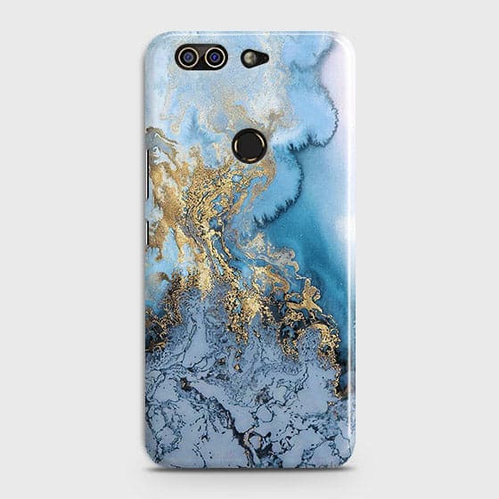 Infinix Zero 5 - Trendy Golden & Blue Ocean Marble Printed Hard Case with Life Time Colors Guarantee