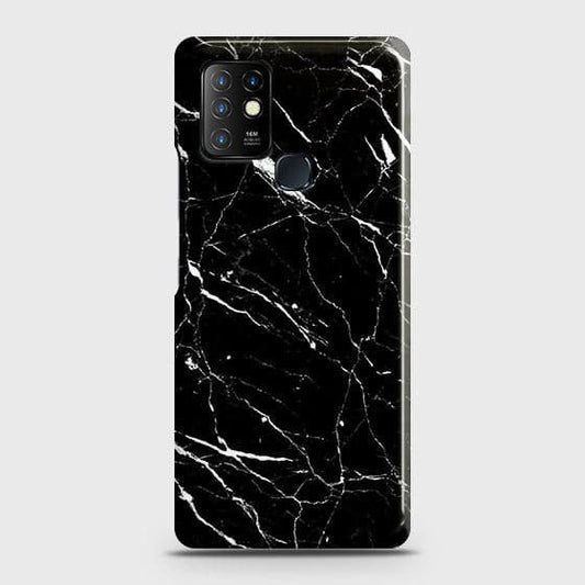 Infinix Hot 10 Cover - Trendy Black Marble Printed Hard Case with Life Time Colors Guarantee
