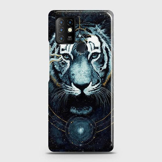 Infinix Hot 10 Cover - Vintage Galaxy Tiger Printed Hard Case with Life Time Colors Guarantee