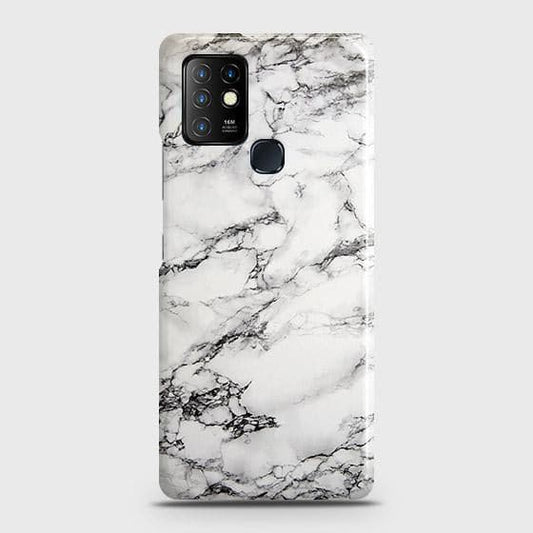 Infinix Hot 10 Cover - Matte Finish - Trendy Mysterious White Marble Printed Hard Case with Life Time Colors Guarantee B (35) 1