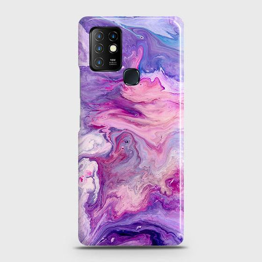Infinix Hot 10 Cover - Chic Blue Liquid Marble Printed Hard Case with Life Time Colors Guarantee