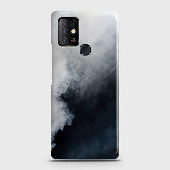 Infinix Hot 10 Cover - Matte Finish - Trendy Misty White and Black Marble Printed Hard Case with Life Time Colors Guarantee