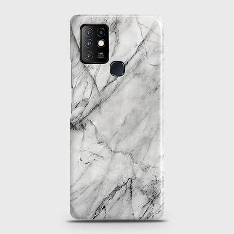 Infinix Hot 10 Cover - Matte Finish - Trendy White Marble Printed Hard Case with Life Time Colors Guarantee b50