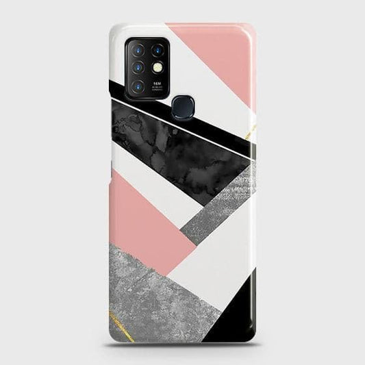 Infinix Hot 10 Cover - Matte Finish - Geometric Luxe Marble Trendy Printed Hard Case with Life Time Colors Guarantee