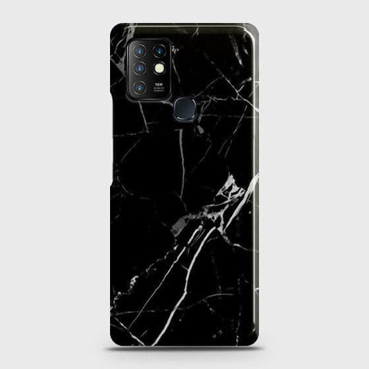 Infinix Hot 10 Cover - Black Modern Classic Marble Printed Hard Case with Life Time Colors Guarant