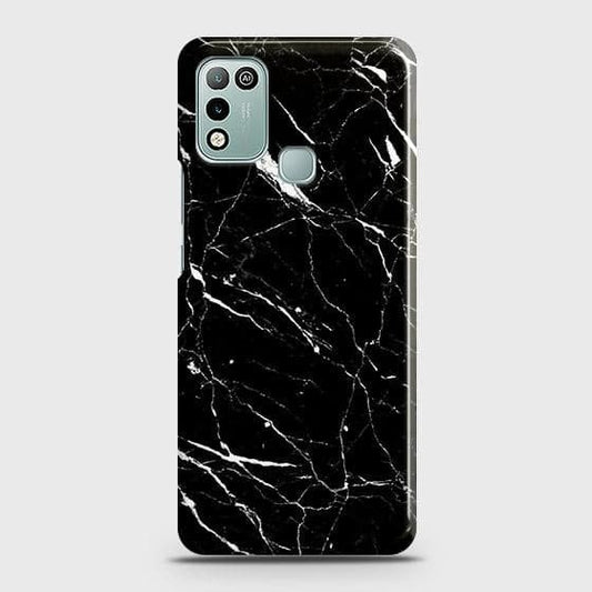 Infinix Hot 10 Play Cover - Trendy Black Marble Printed Hard Case with Life Time Colors Guarantee