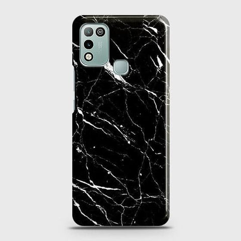 Infinix Hot 10 Play Cover - Trendy Black Marble Printed Hard Case with Life Time Colors Guarantee