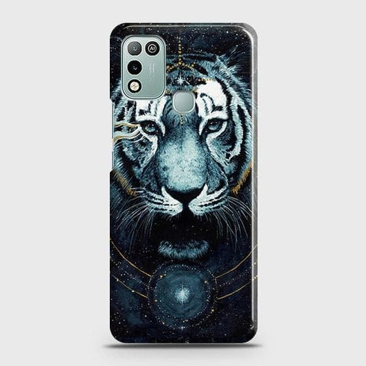 Infinix Hot 10 Play Cover - Vintage Galaxy Tiger Printed Hard Case with Life Time Colors Guarantee