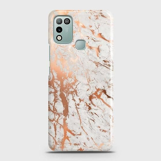 Infinix Hot 10 Play Cover - In Chic Rose Gold Chrome Style Printed Hard Case with Life Time Colors Guarantee