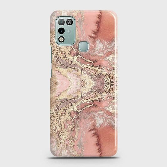 Infinix Hot 10 Play Cover - Trendy Chic Rose Gold Marble Printed Hard Case with Life Time Colors Guarantee
